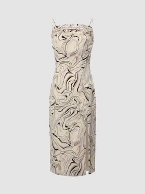 Cider Spiral Marble Print Slip Midi Dress - Cream, Lavender and Maroon